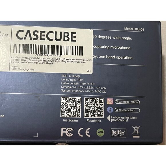 Casecube 2K Quad HD Webcam With Adjustable Stand & Built-In Microphone Open Box - Picture 9 of 11